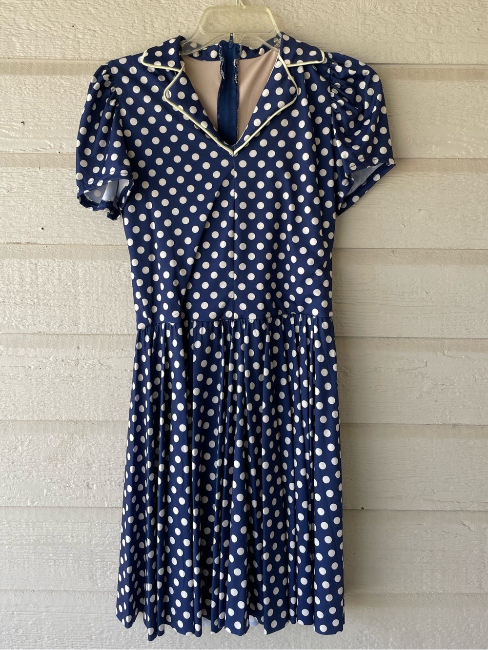 Weissman Girls Dance Costume Size MA Blue White Polka Dot Collared Sundress